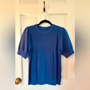 Blue Short Sleeve Knit Top